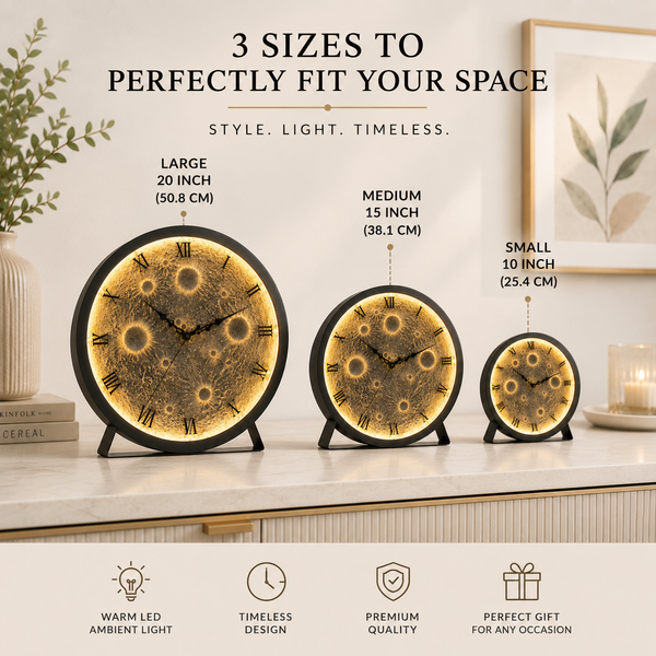 Premium Moon Clock Bundle Wall Light Handmade Wooden