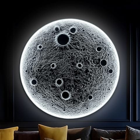 3D Textured Moon Wall Lamp – Realistic Handmade LED Infinity Light for Luxury Home Decor
